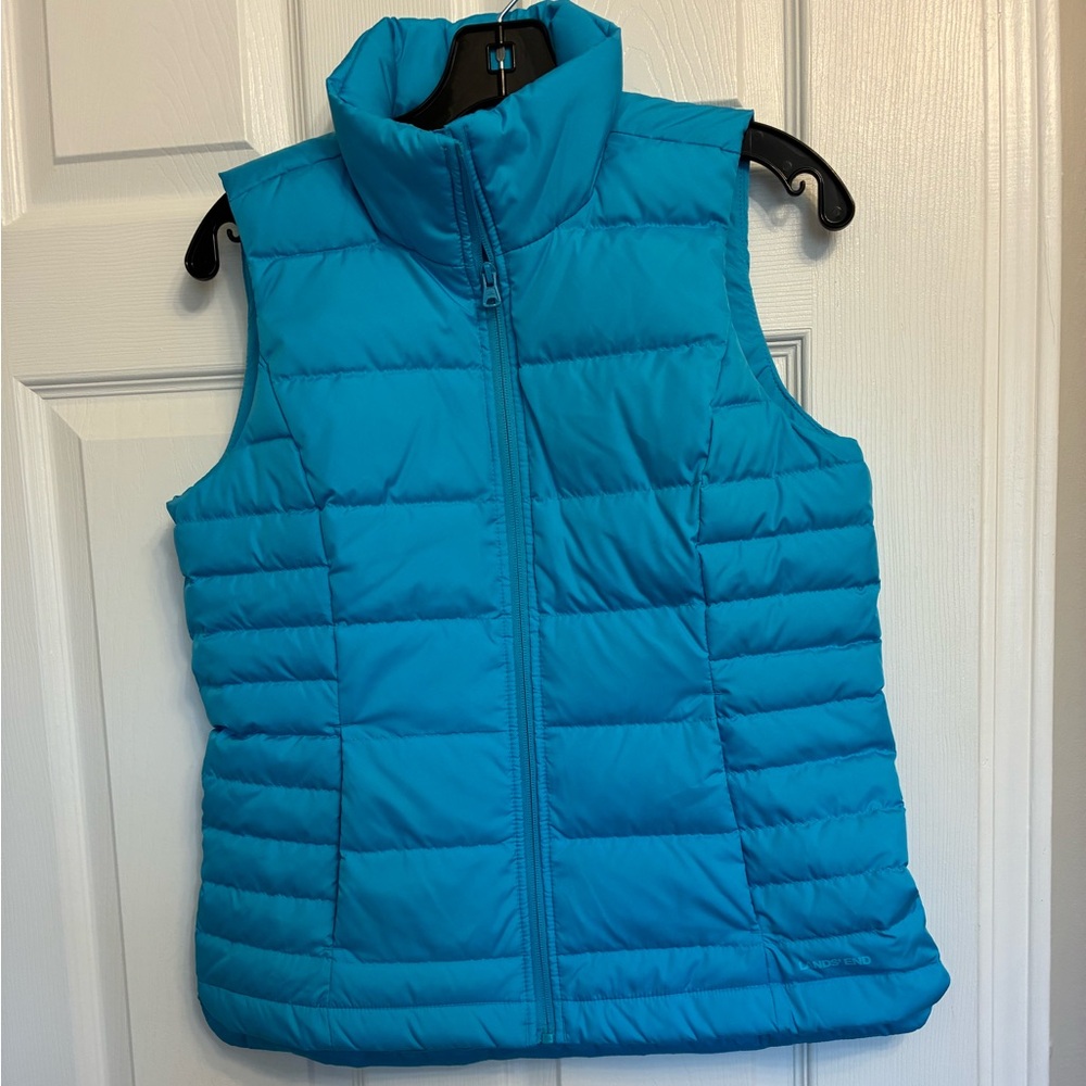 Lands' End Vibrant Blue teal color Quilted Vest XS